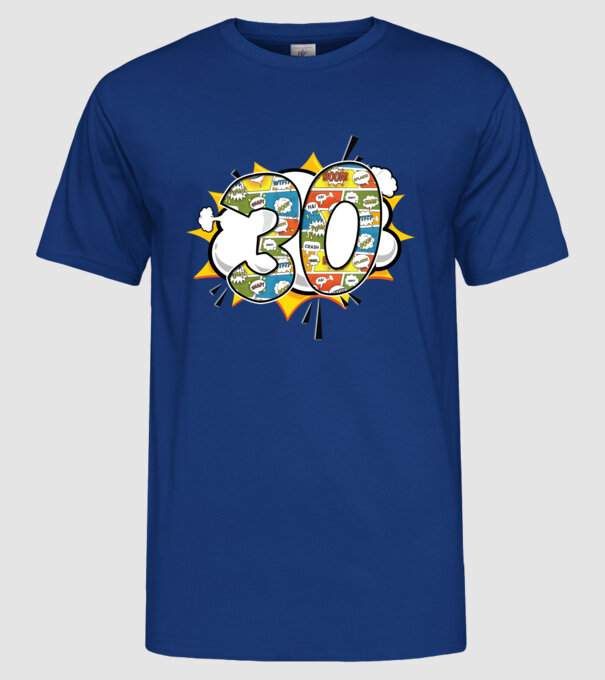 Birthday Comic Number 30 model albastru regal pe tricou