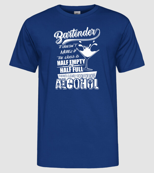 Half empty or half full model albastru regal pe tricou
