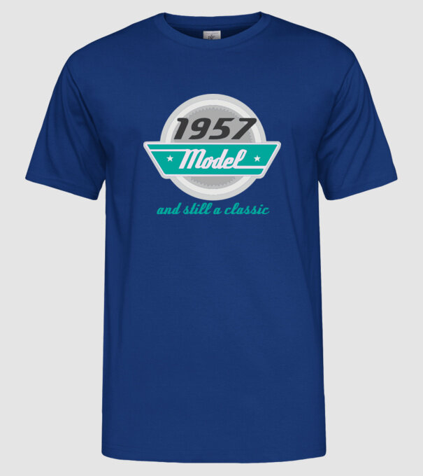 Model and still a classic - 1957 model albastru regal pe tricou