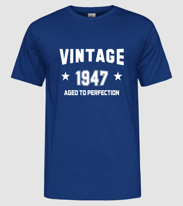 Vintage - 1947 model albastru regal pe tricou