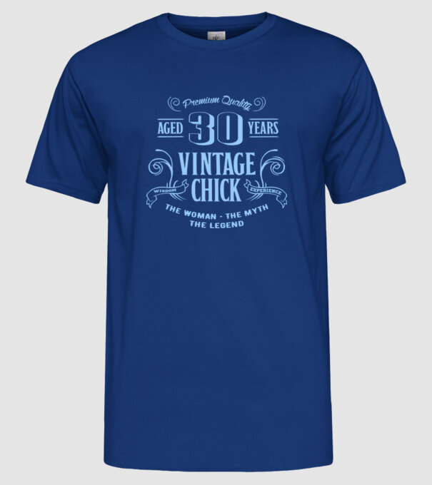 Vintage chick - 30 model albastru regal pe tricou