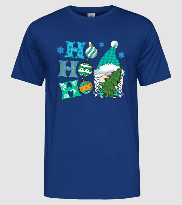 Ho-ho-ho gnome model albastru regal pe tricou
