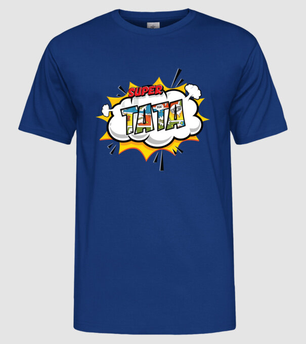 Super tata model albastru regal pe tricou
