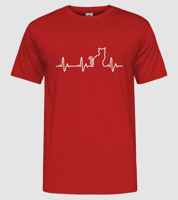cat ekg model roșu pe tricou