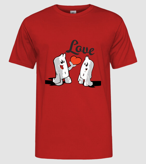 dragoste interesantă model roșu pe tricou