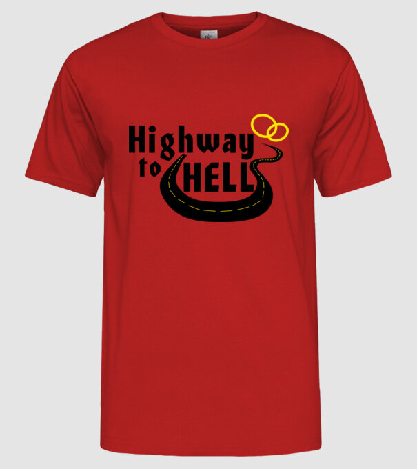 Highway to hell simple model roșu pe tricou