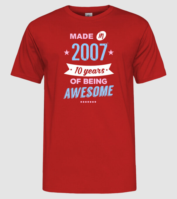 Made in - 2007 model roșu pe tricou