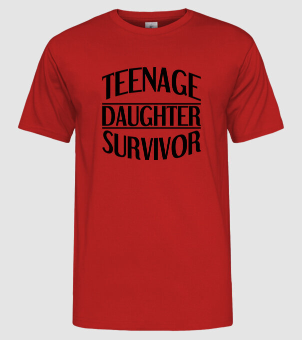 teenage daughter survivor model roșu pe tricou