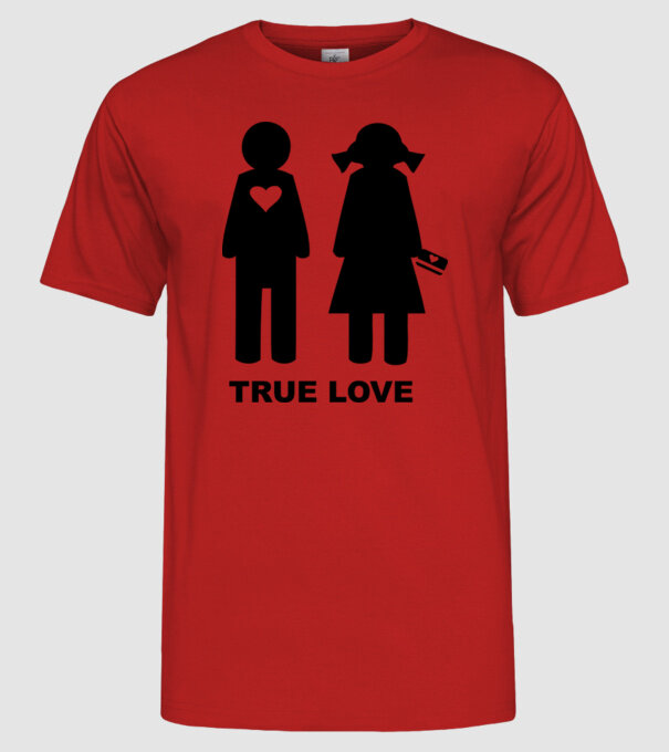 True Love model roșu pe tricou