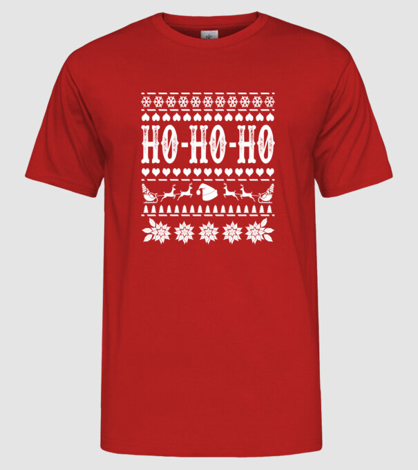 Ugly sweater hohoho model roșu pe tricou