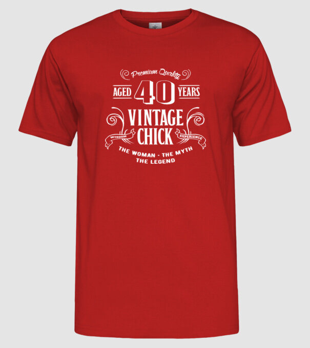 Vintage chick - 40 model roșu pe tricou