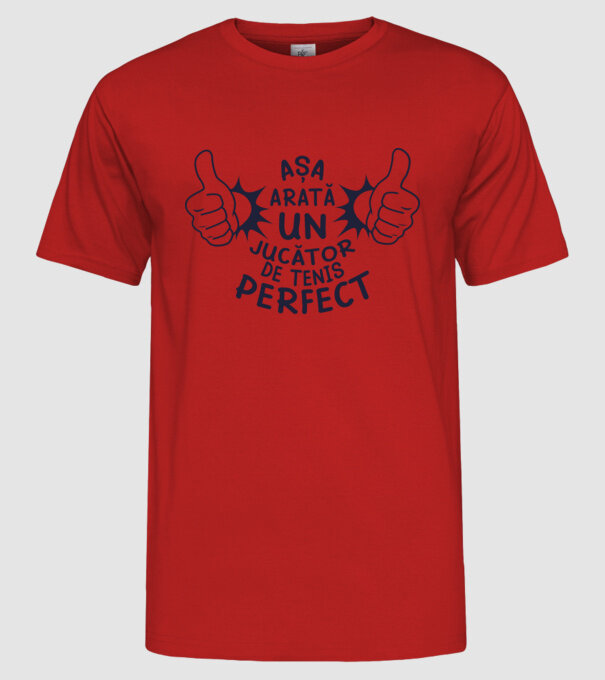Așa arată un JUCĂTOR DE TENIS perfect model roșu pe tricou