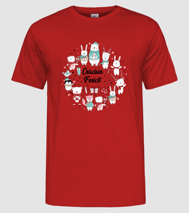 Crăciun Fericit model roșu pe tricou