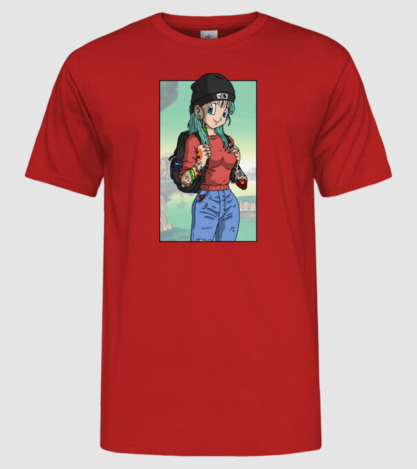 dragon ball bulma model roșu pe tricou