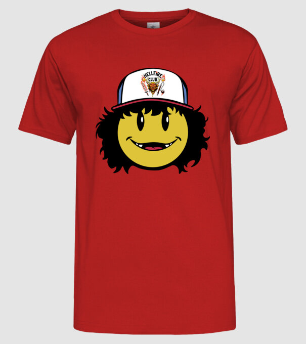 dustinhappyface model roșu pe tricou