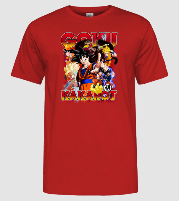 goku dragonball model roșu pe tricou