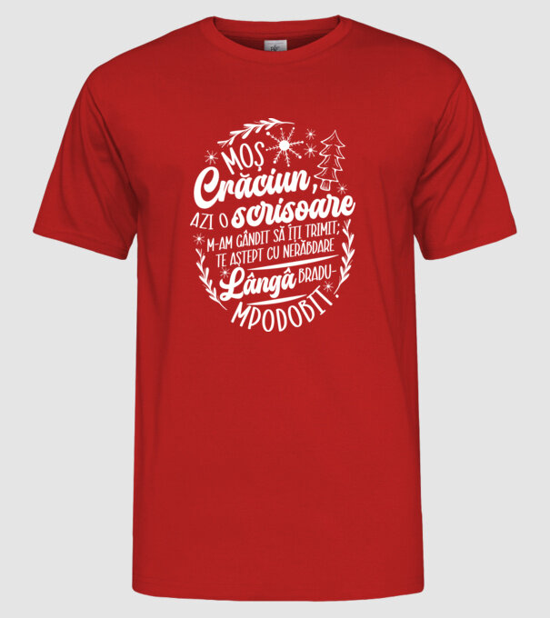 Moş Crăciun model roșu pe tricou