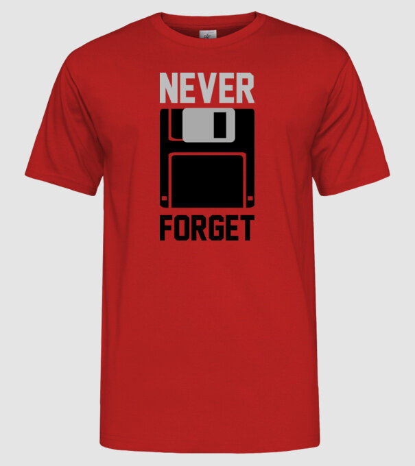 Never Forget model roșu pe tricou
