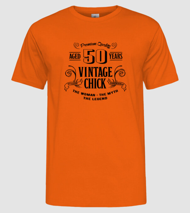 Vintage chick - 50 model portocaliu pe tricou
