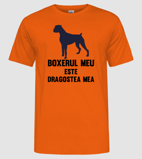 boxerul meu este dragostea mea model portocaliu pe tricou