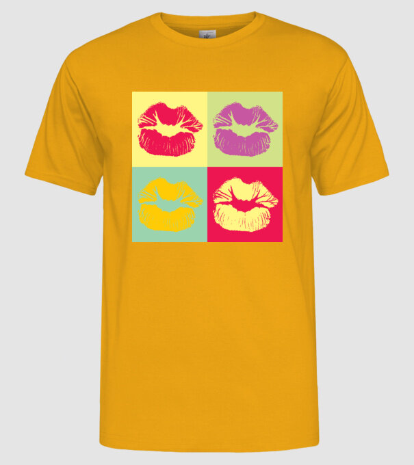 Pop Art Kiss model galben pe tricou