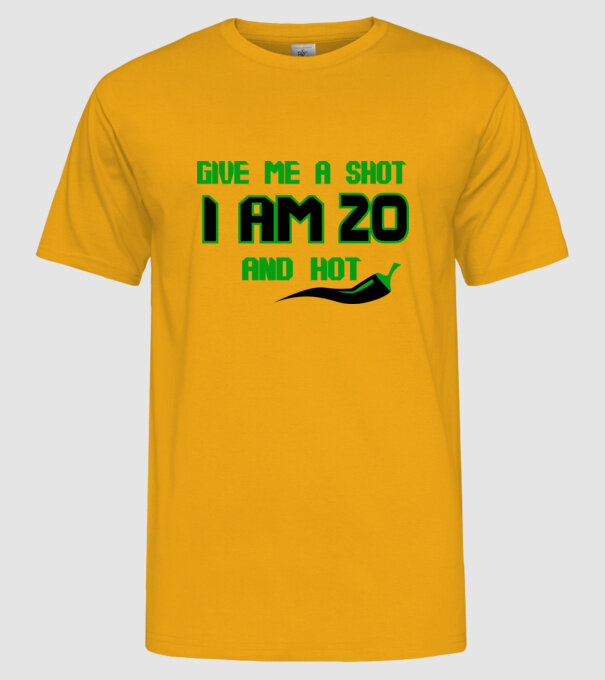 Give me a shot - 20 model galben pe tricou