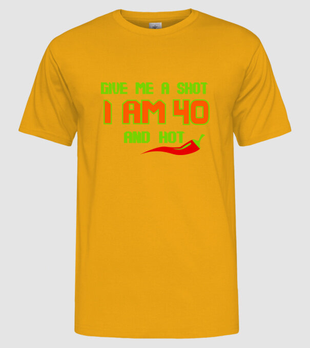 Give me a shot - 40 model galben pe tricou