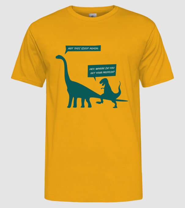 idiot dinosaur vegan model galben pe tricou