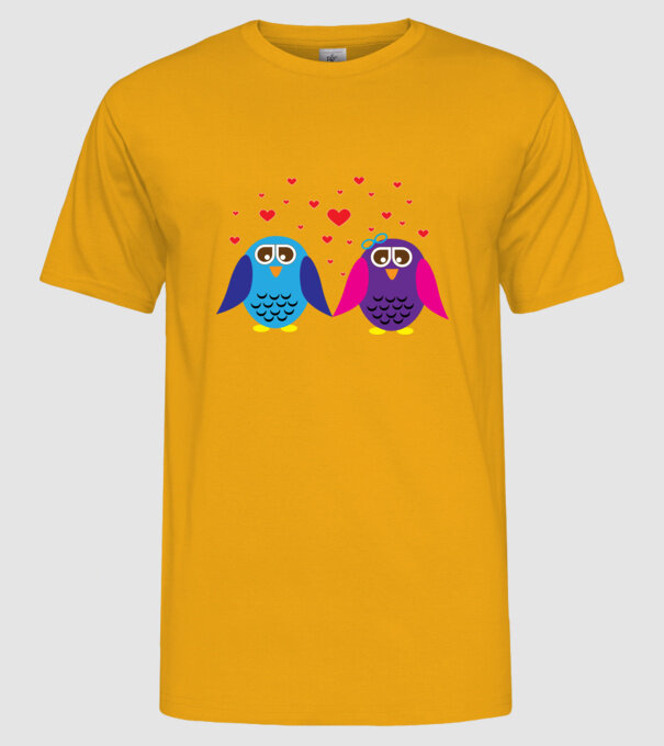 Owl Love model galben pe tricou