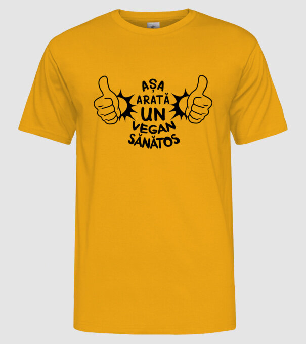 Așa arată un VEGAN sănătos model galben pe tricou