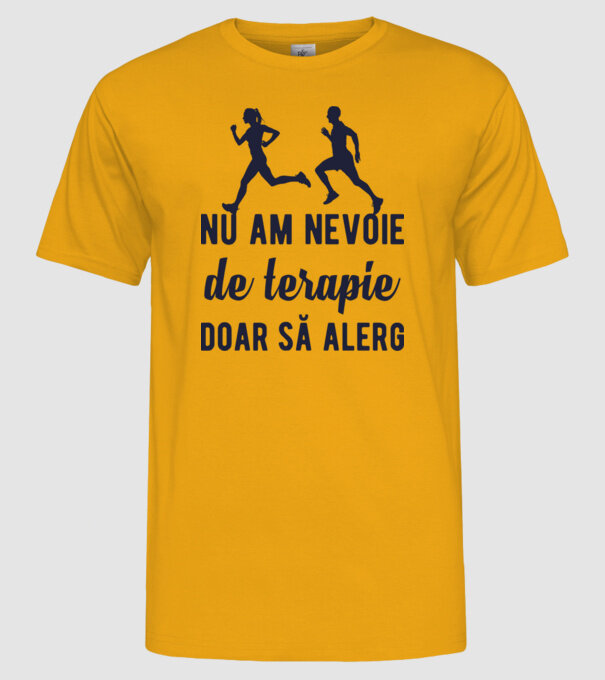 nu am nevoie de terapie, doar să alerg model galben pe tricou