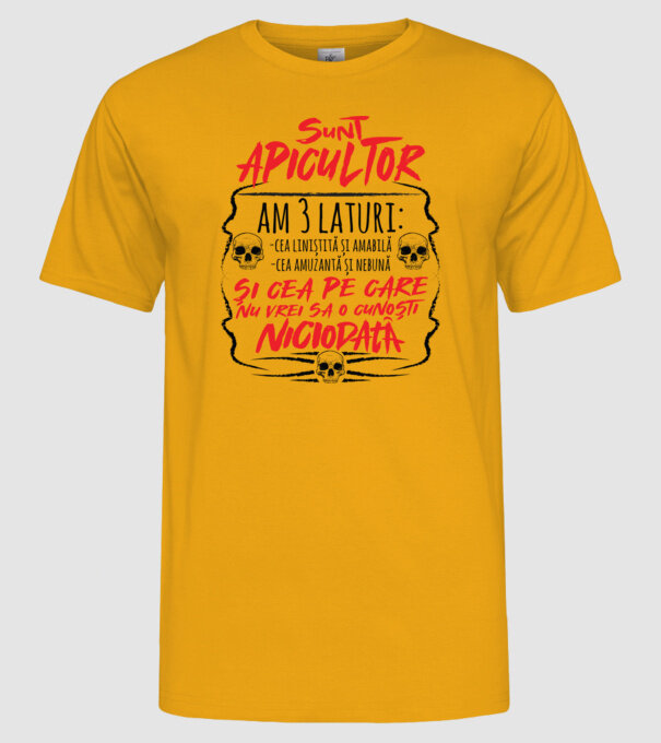 sunt apicultor am 3 laturi model galben pe tricou