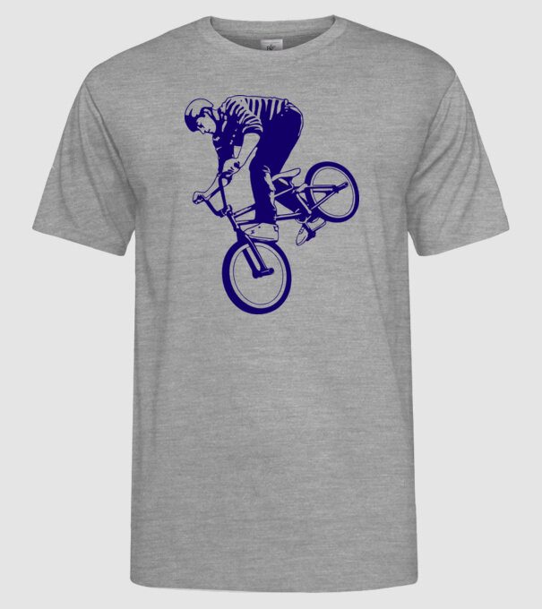 BMX stunt model gri pe tricou