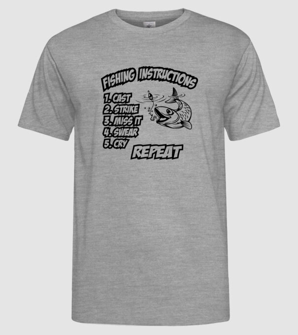 Fishing instructions model gri pe tricou
