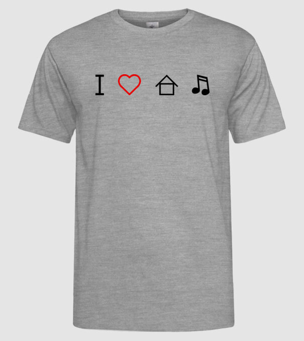 I love house music model gri pe tricou