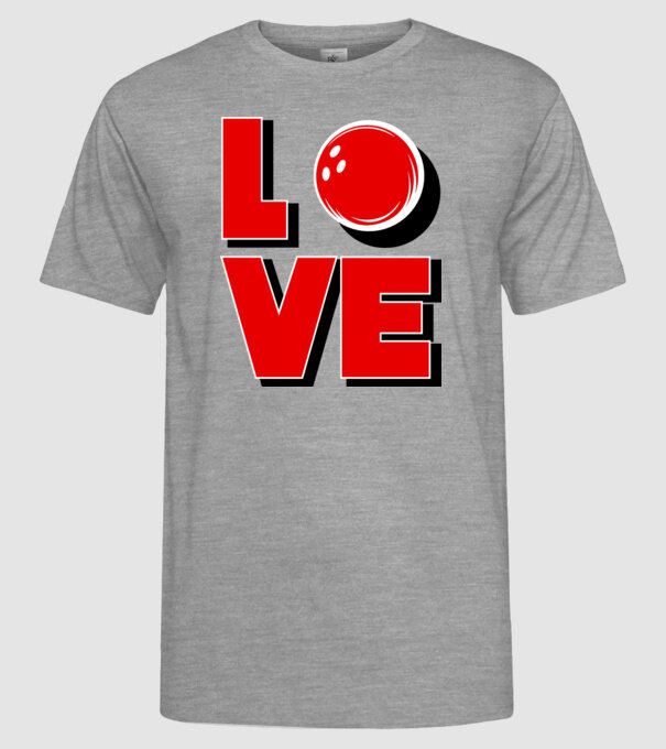 Love bowling model gri pe tricou