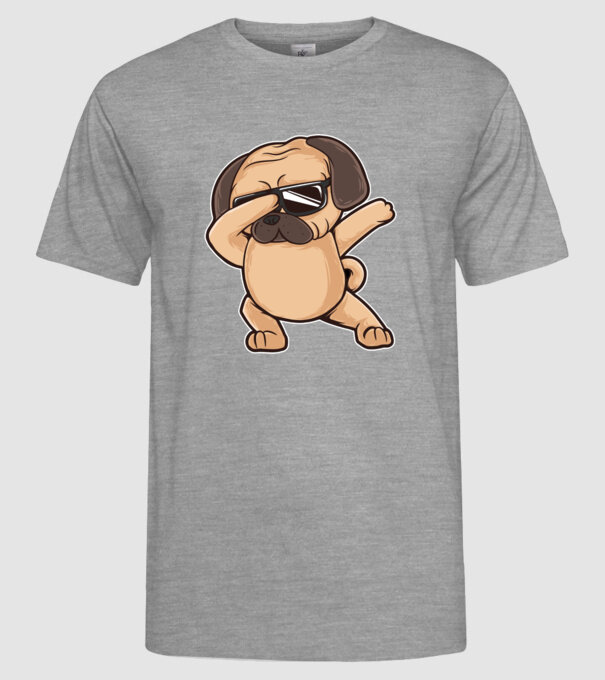 Mops DAB model gri pe tricou