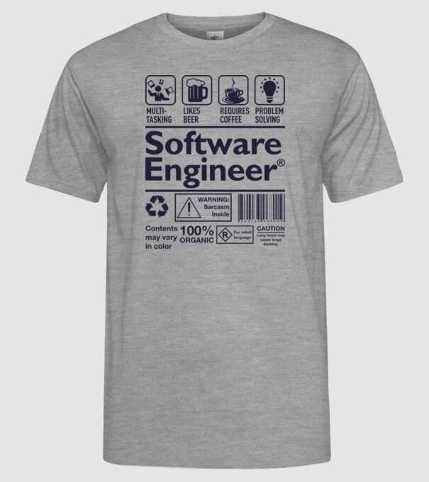 Software Engineer model gri pe tricou