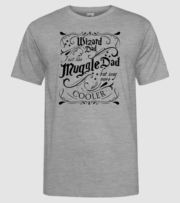 Wizard dad model gri pe tricou