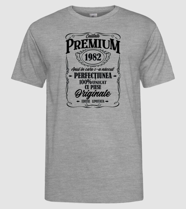 calitate premium -1982 - anul în care s-a născut - perfecțiunea - 100% unicat, cu piese originale, ediție limitată model gri pe tricou