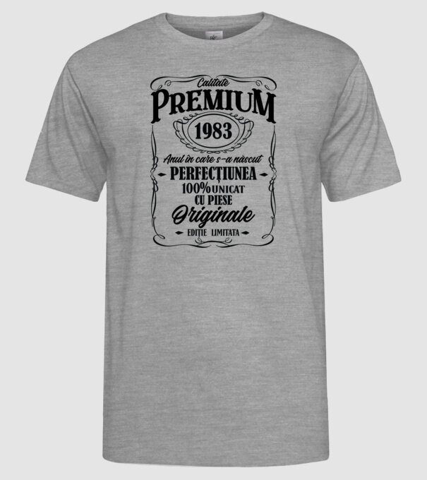 calitate premium -1983 - anul în care s-a născut - perfecțiunea - 100% unicat, cu piese originale, ediție limitată model gri pe tricou
