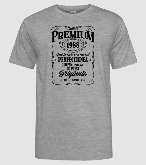 calitate premium -1988 - anul în care s-a născut - perfecțiunea - 100% unicat, cu piese originale, ediție limitată model gri pe tricou