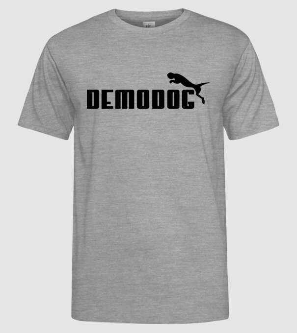 demodog logo black model gri pe tricou
