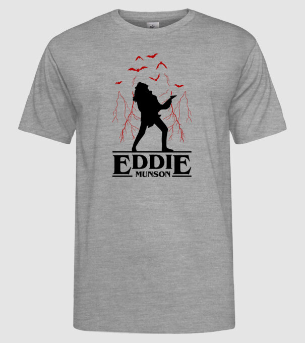 eddie munson stranger things model gri pe tricou