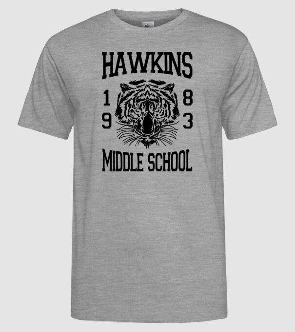 hawkins middle school 83 model gri pe tricou