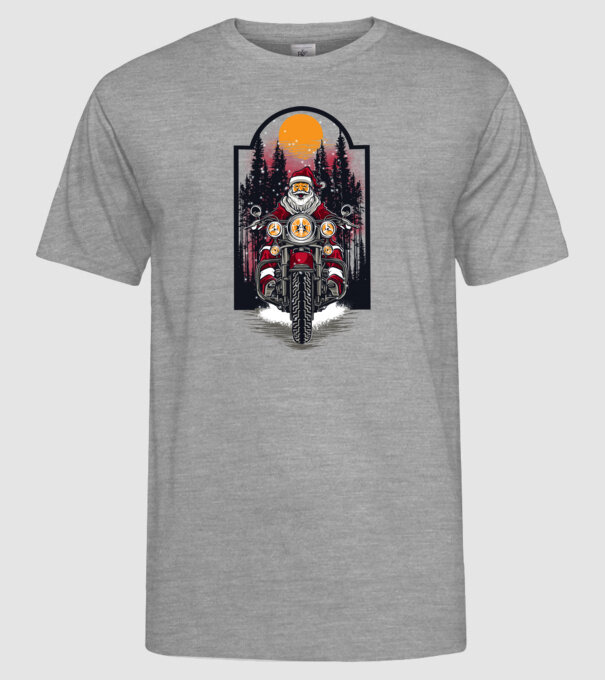 Motor santa model gri pe tricou
