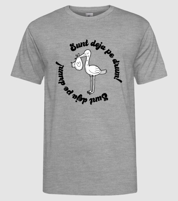 Sunt deja pe drum model gri pe tricou