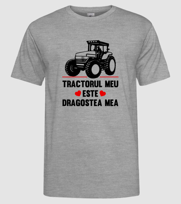 tractorul meu este dragostea mea model gri pe tricou