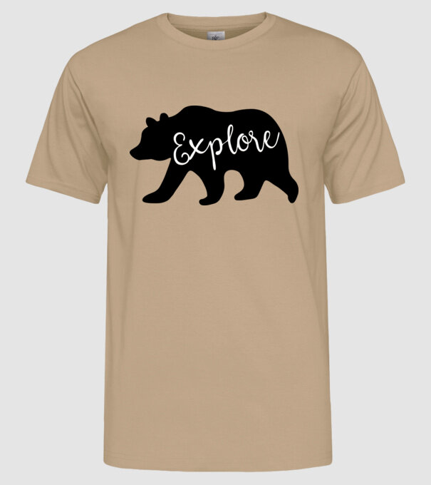 Bear left explore model nisipiu pe tricou