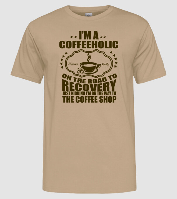 Coffeholic model nisipiu pe tricou